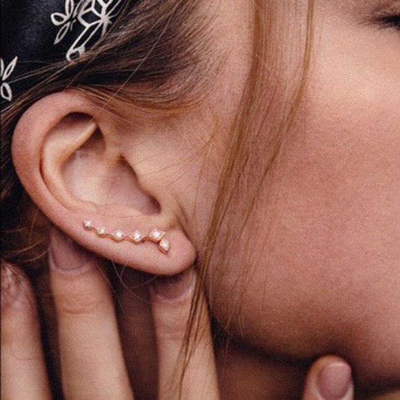 3 for 30 ~ LUV AJ Rose Gold with Pink Crystal Crawler earrings NWT - Picture 3 of 5